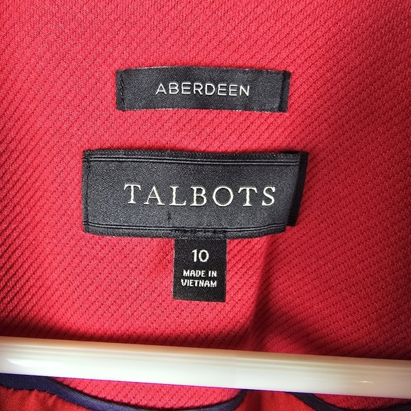 Talbots Women's Aberdeen Red Cotton Blend Blazer 2 Button Closure Size 10 Office - Picture 13 of 14